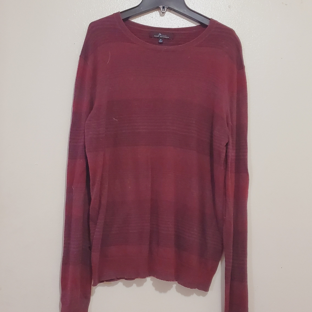 Marc Anthony Long Sleeve Shirt Striped Maroon